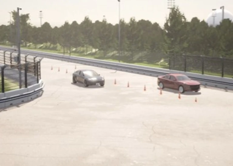 Image of two vehicles on the CARISSMA test track