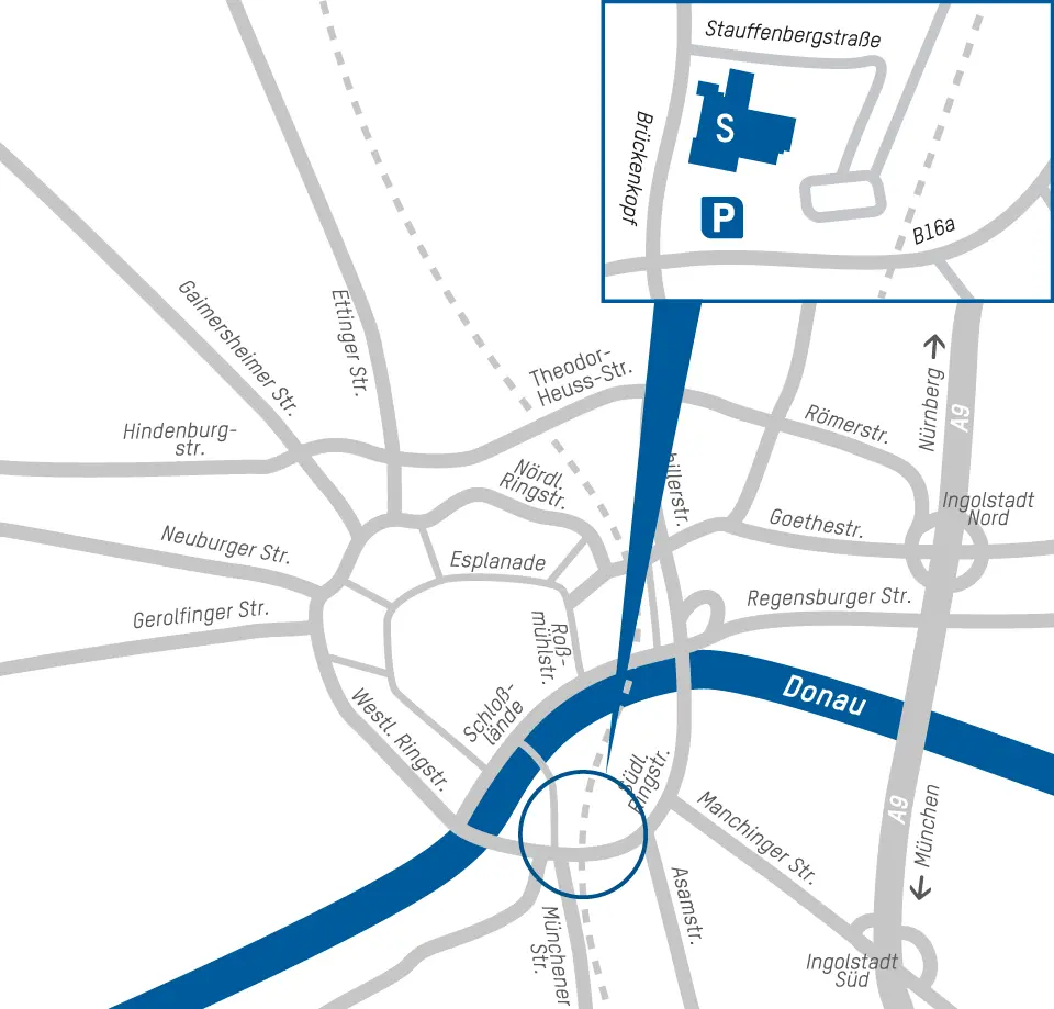 Anfahrt und Parkmöglichkeiten Standort Stauffenbergstraße